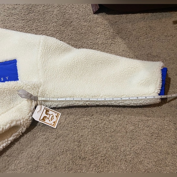 Obey Chiller Anorak Half Zip Pullover Sherpa Jacket In Bone Women's Size Med NWT - Picture 11 of 11